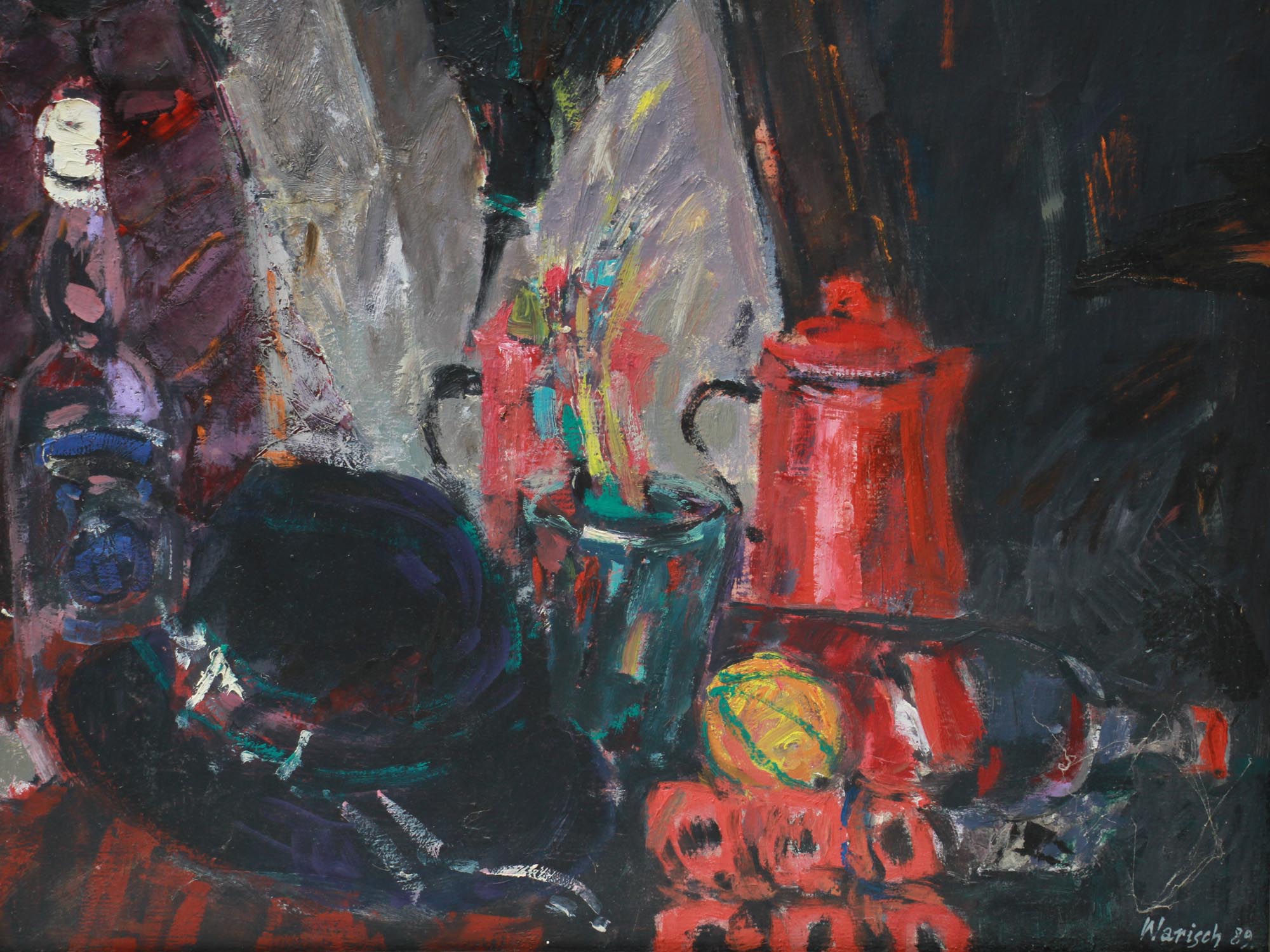 ATTR TO PIOTR WARISCH OIL PAINTING STILL LIFE PIC-1